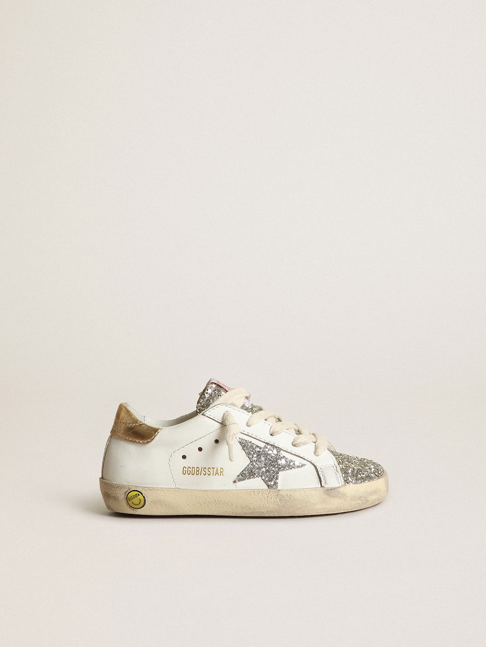 Golden Goose - Young Super-Star with silver glitter star and platinum tongue in 