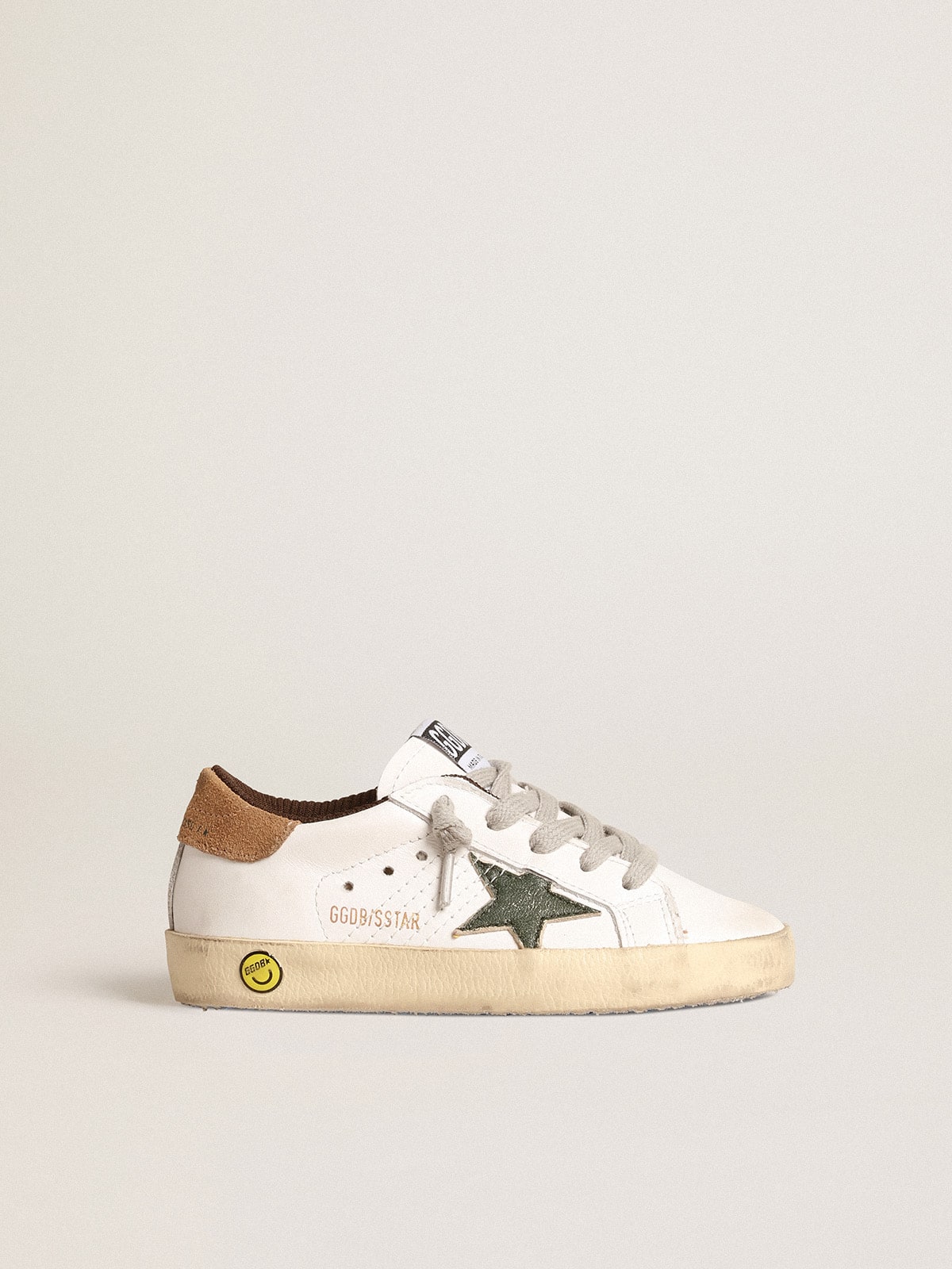 Golden Goose - Super-Star Young with green nappa star and brown suede heel tab in 