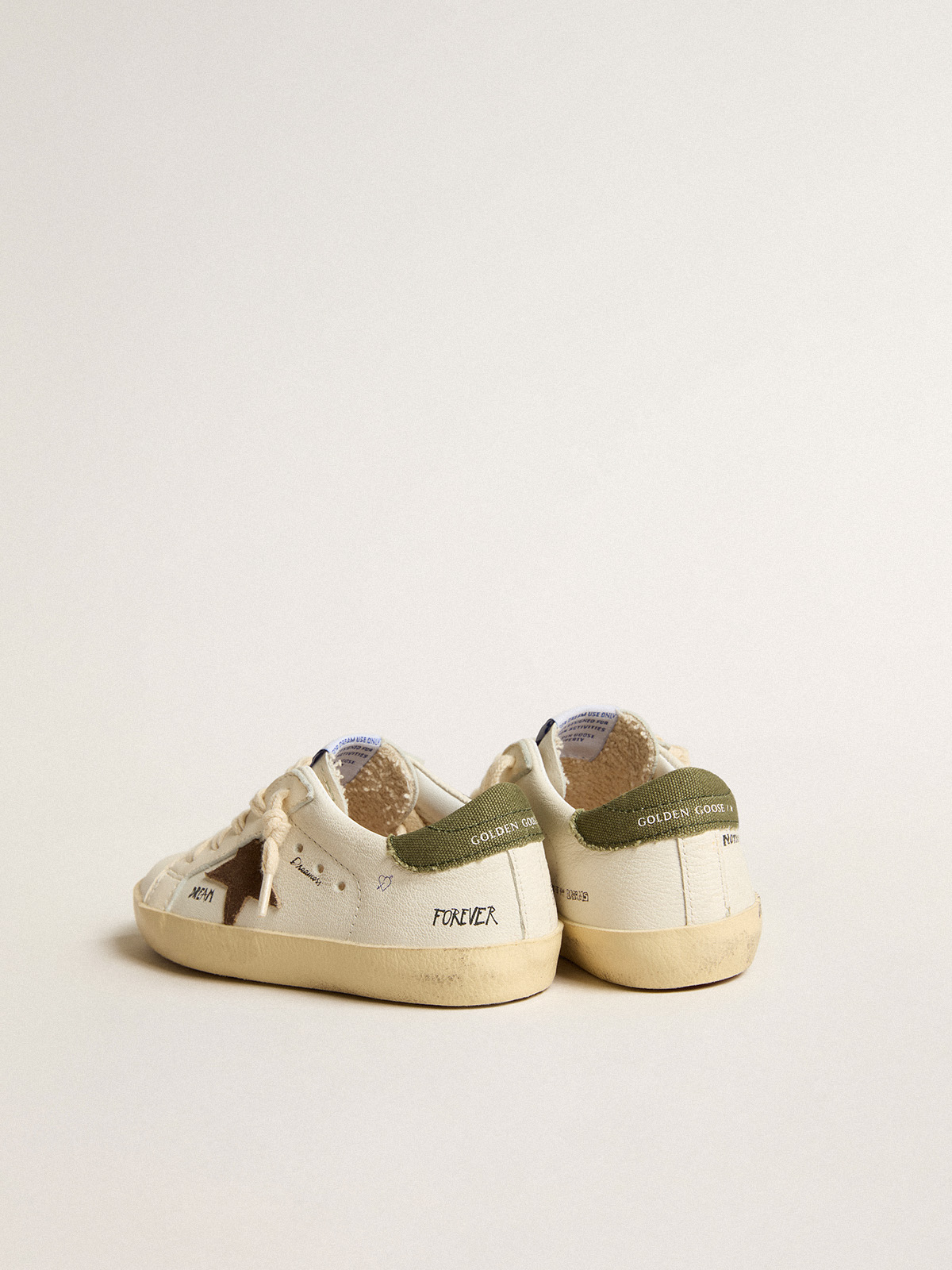 Golden Goose - Super-Star Young in nappa with suede star and green heel tab in