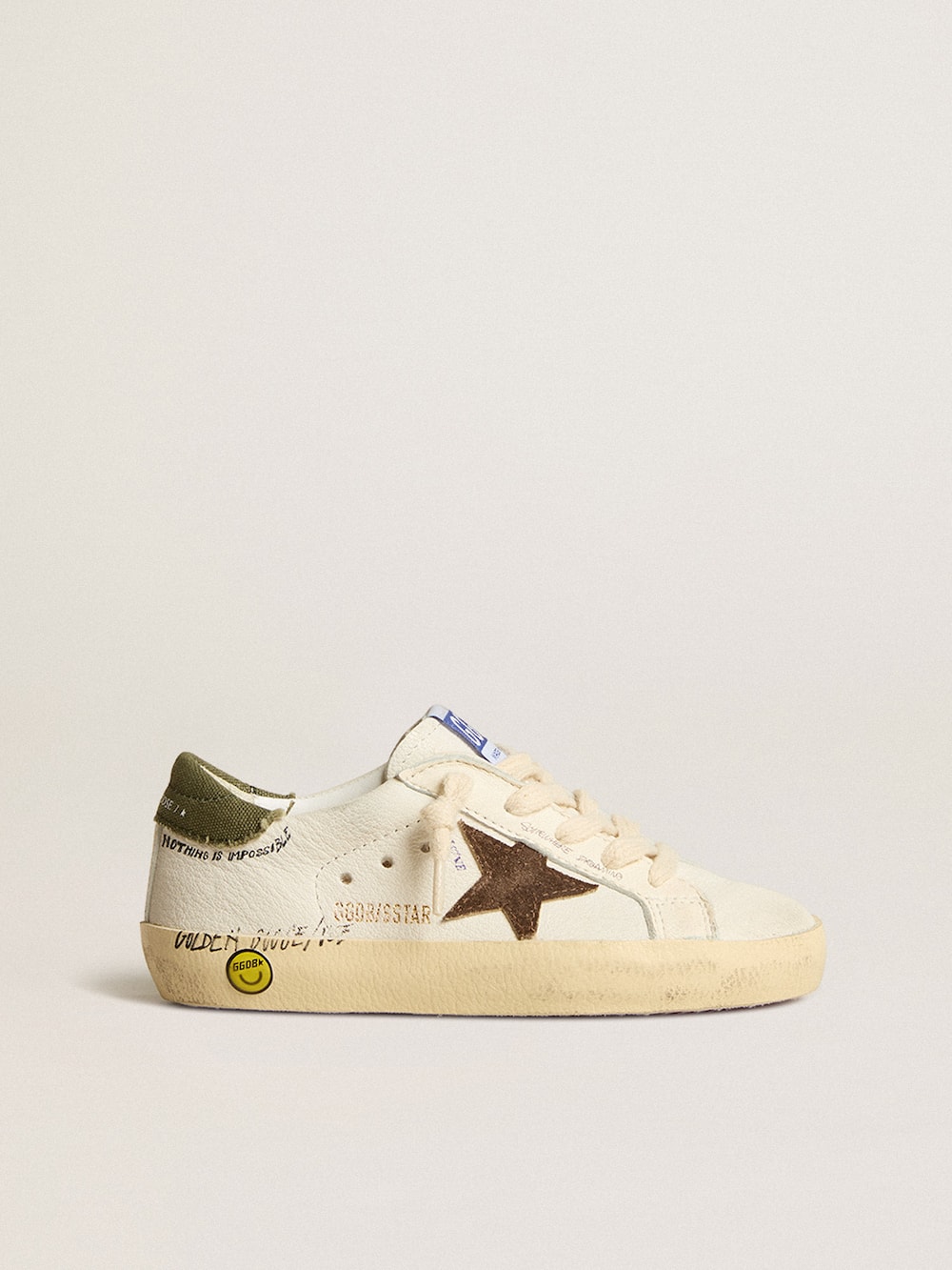 Golden Goose - Super-Star Young in nappa with suede star and green heel tab in 