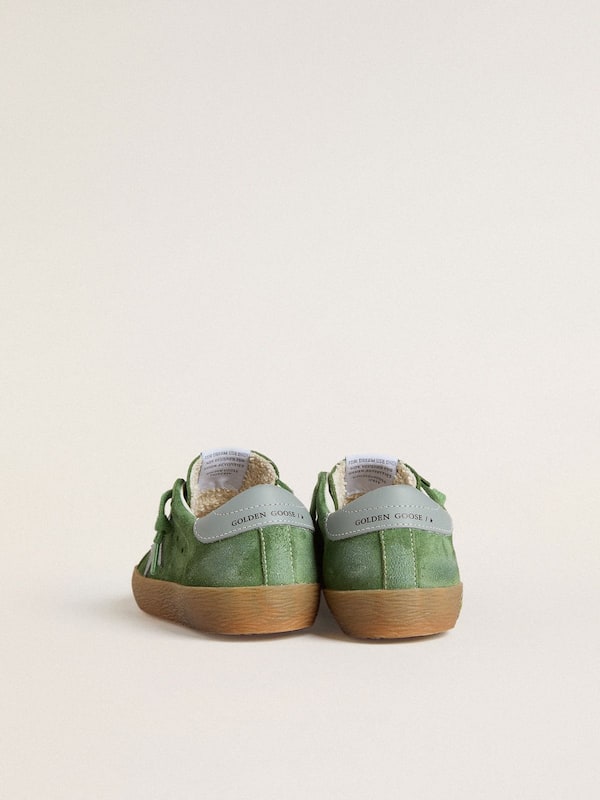 Golden Goose - Young Super-Star in green suede with baby blue star and heel tab in 
