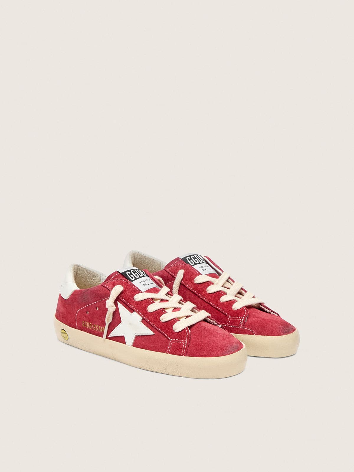 Golden Goose - Young Super-Star in red suede with white leather star and heel tab in 