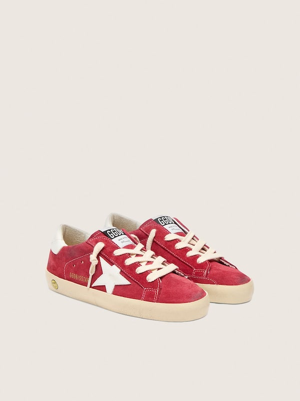 Golden Goose - Young Super-Star in red suede with white leather star and heel tab in 