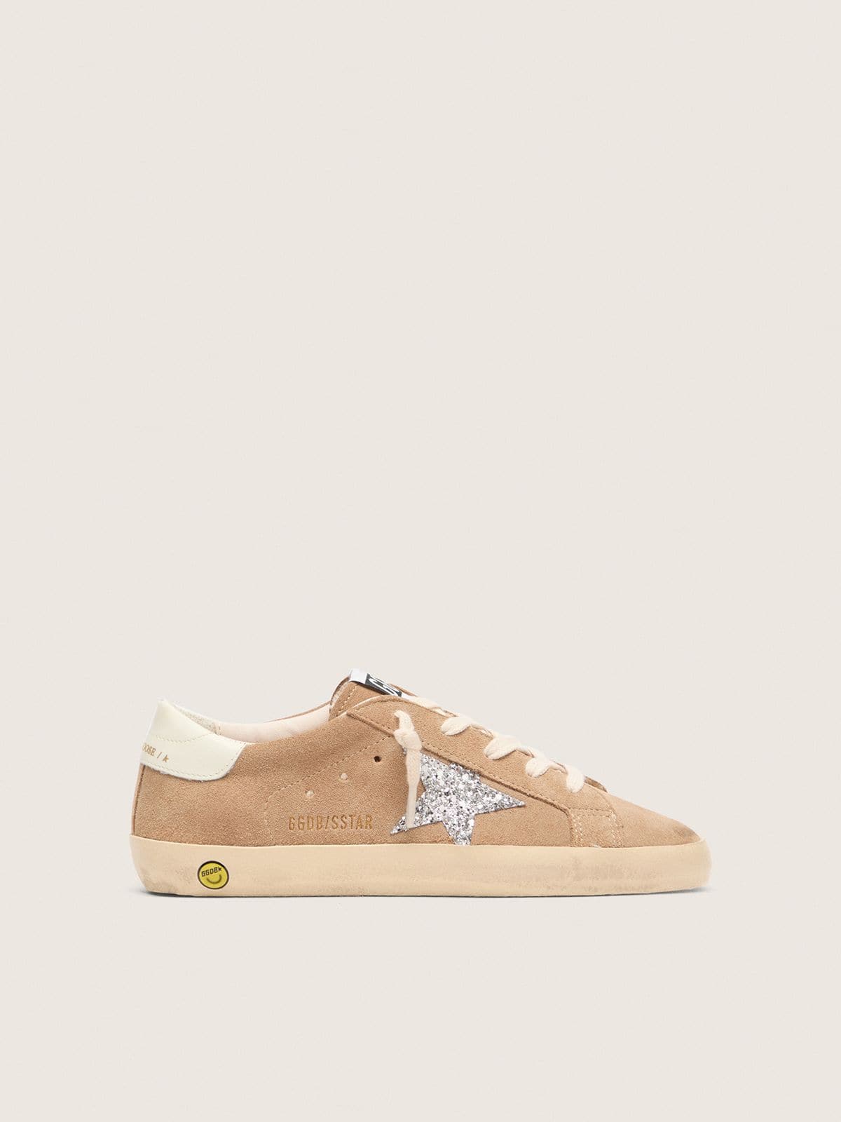 Golden Goose - Super-Star young in suede colo tabacco con stella glitter argento in 