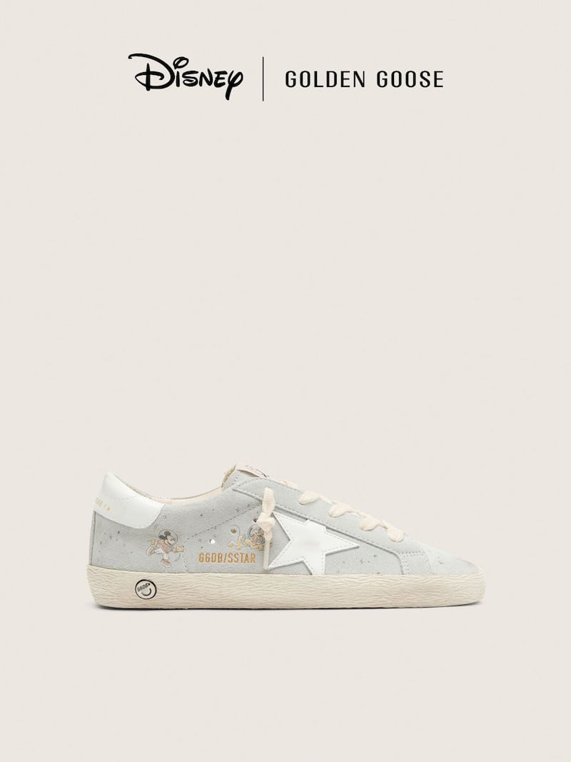 Golden Goose Disney | Golden Goose Super-Star young de ante gris hielo con estrella blanca y dibujos all over Sneakers (4-10 a&ntilde;os) grey kids