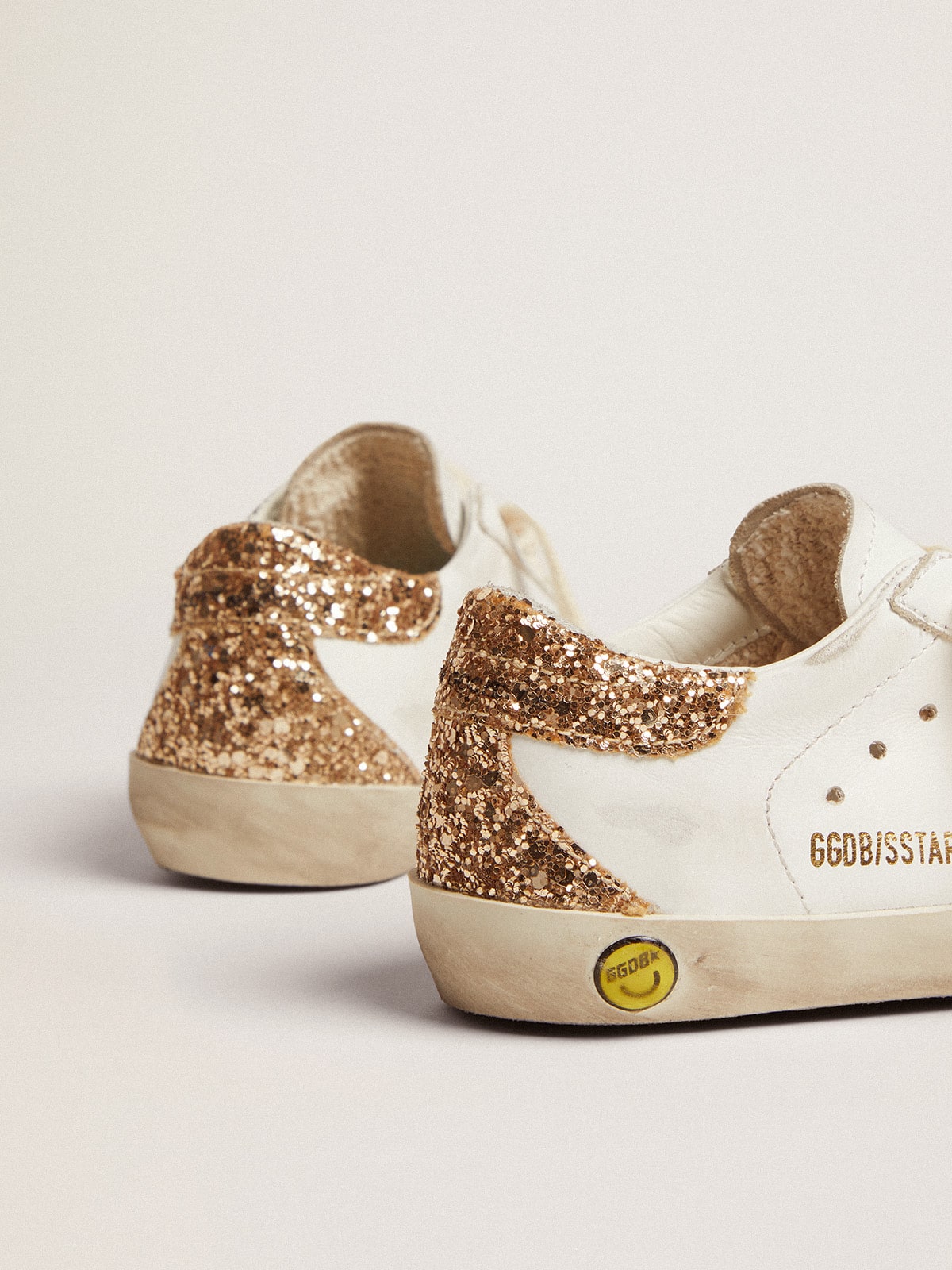 Golden Goose - Super-Star sneakers with snake-print silver metallic leather star and gold glitter heel tab in 