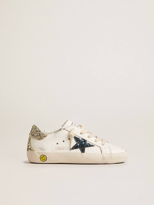 Golden Goose - Young Super-Star in leather with glitter star and heel tab in 