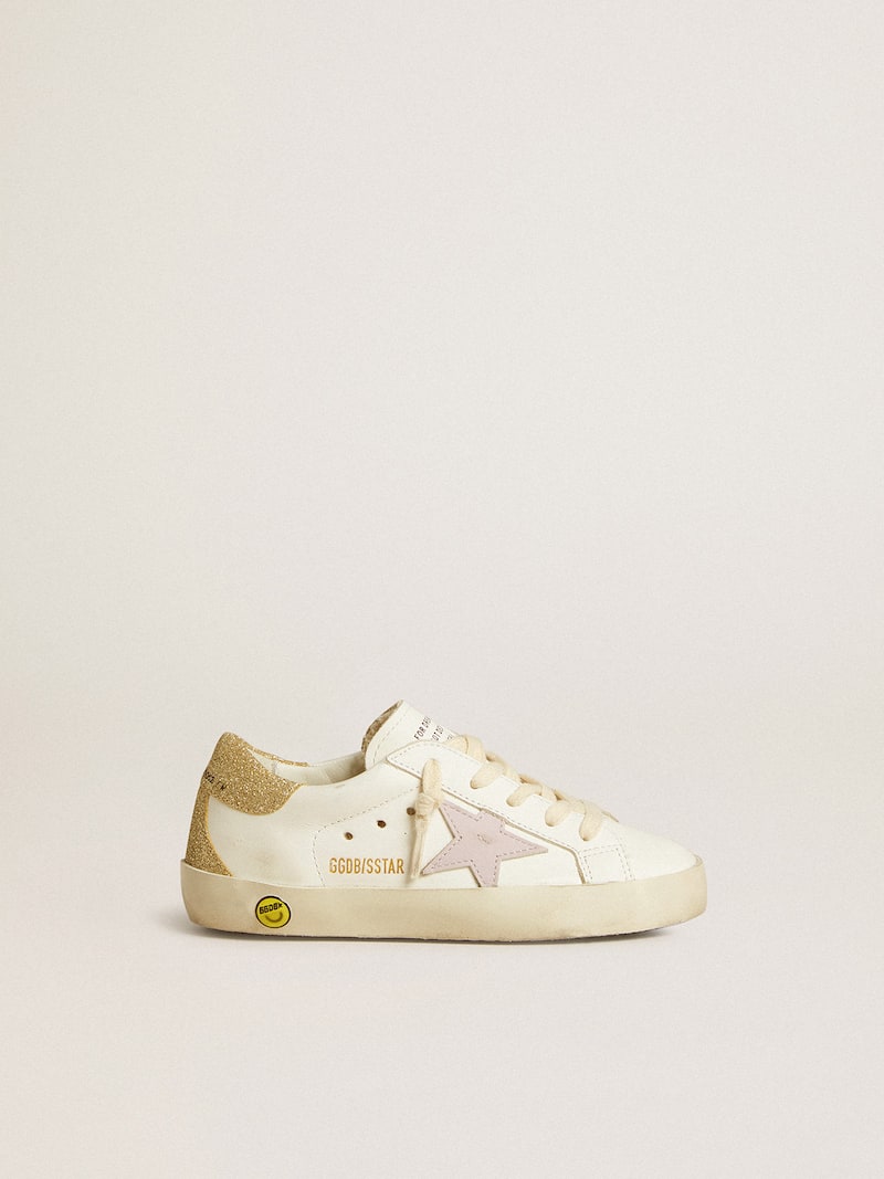 Super-Star Young with lilac leather star and glitter heel tab