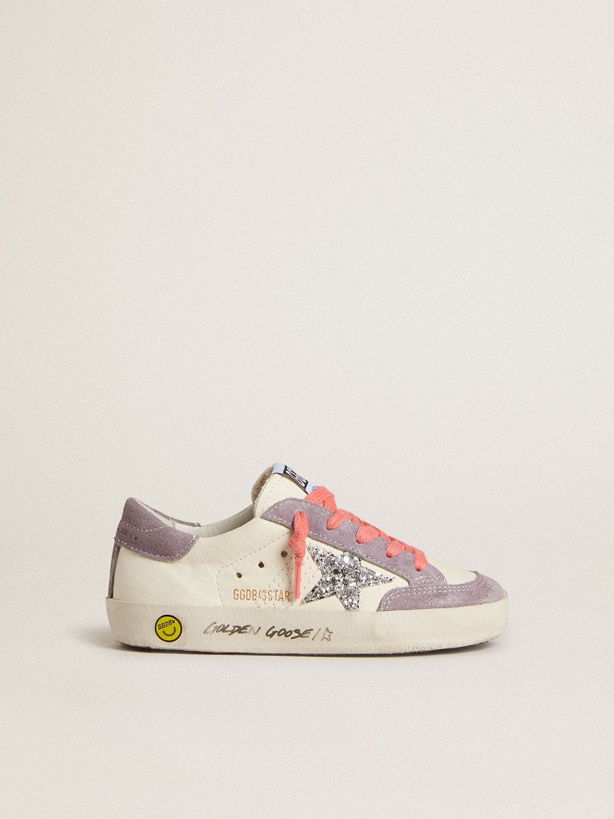 Golden Goose - Super-Star Young con estrella con purpurina plateada y aplicaciones de ante lila in 