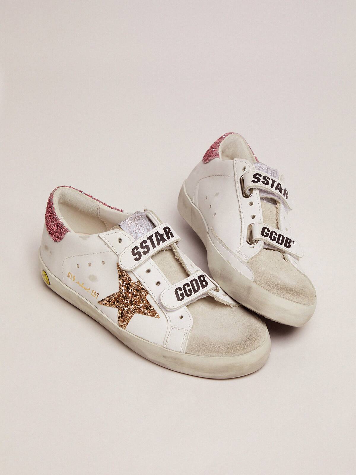 Golden Goose - Old School sneakers with Velcro fastening and glitter details in 