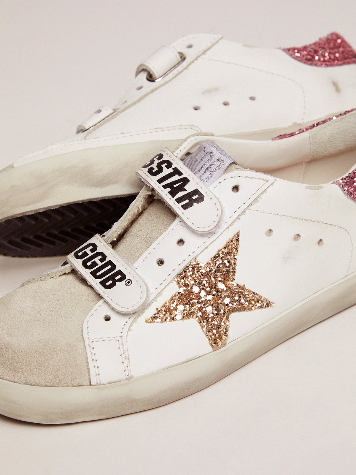 Golden Goose - Old School sneakers with Velcro fastening and glitter details in 