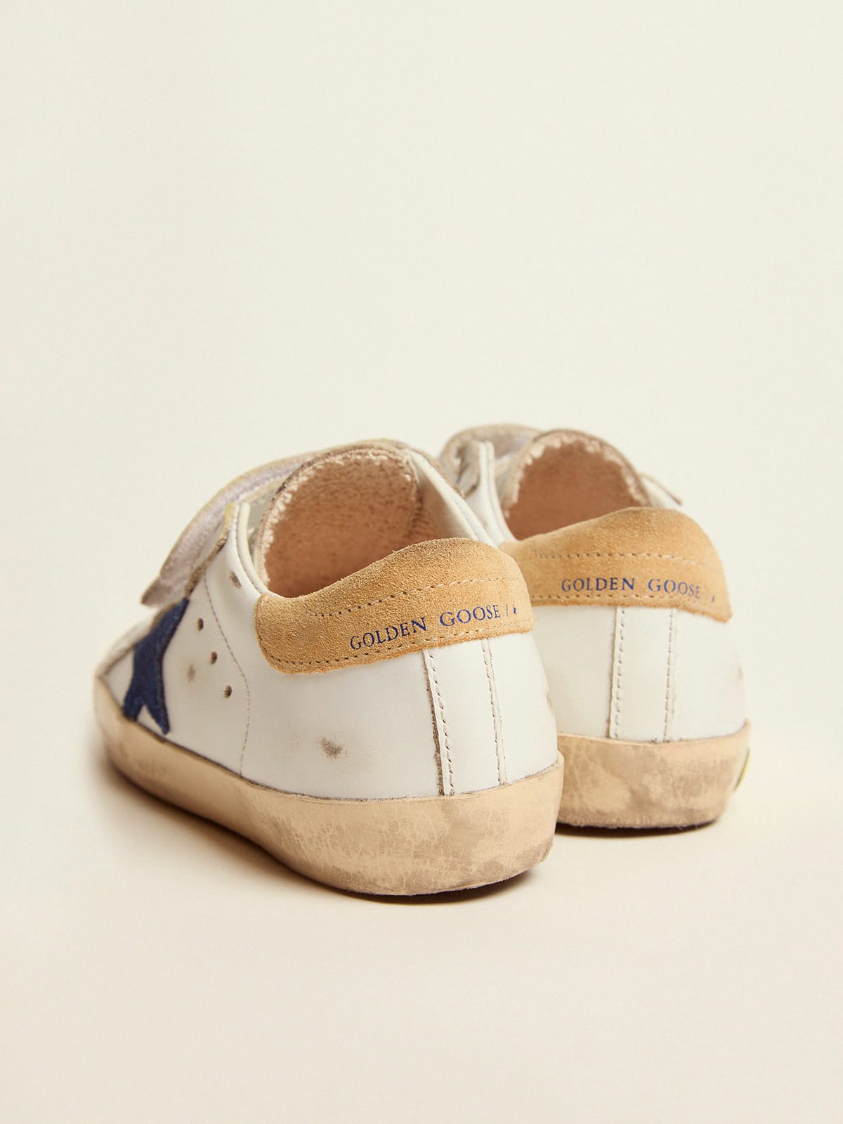 Golden Goose - Old School young con talloncino color sabbia e stella blu in 