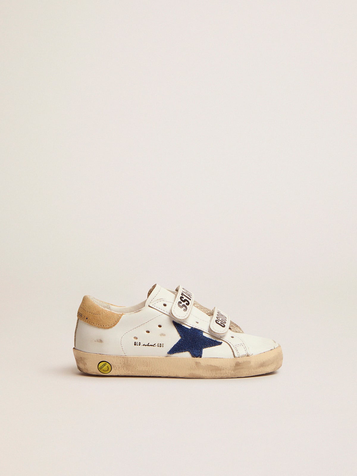 Golden Goose - Old School young con talloncino color sabbia e stella blu in 