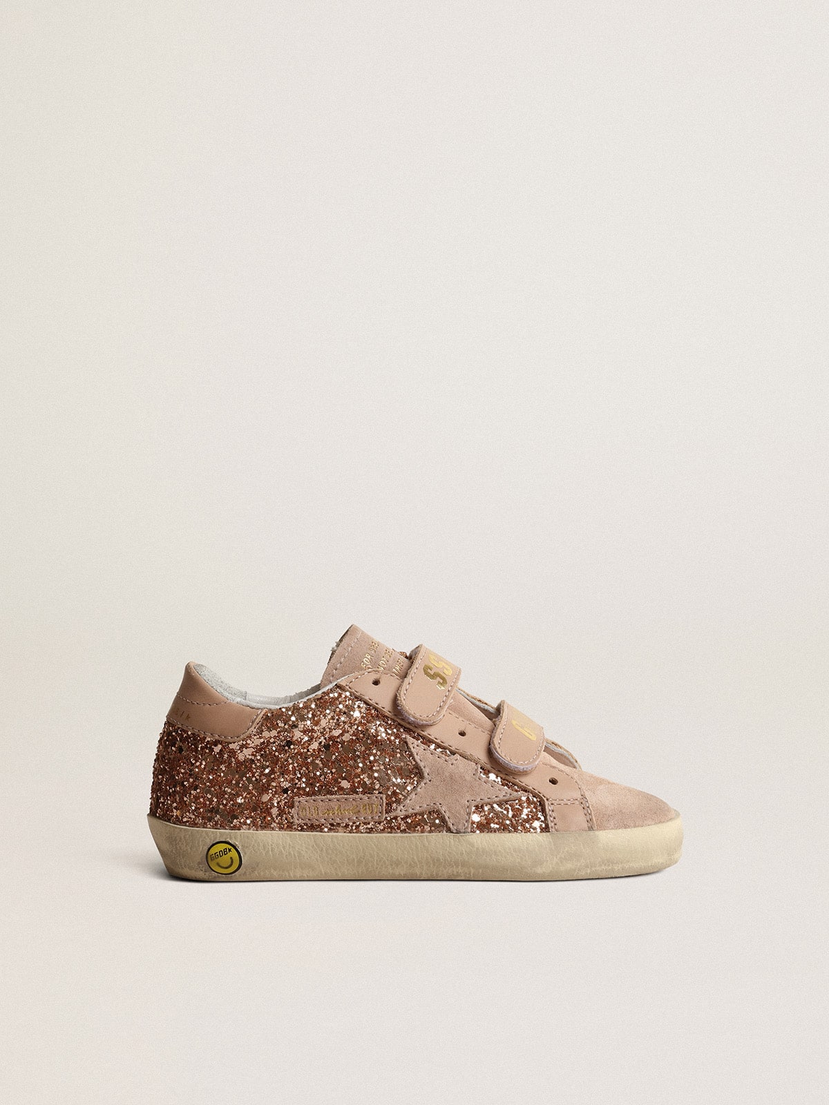 Golden Goose - Old School Young aus pfirsichrosa Glitzer mit rosa Raulederstern in 