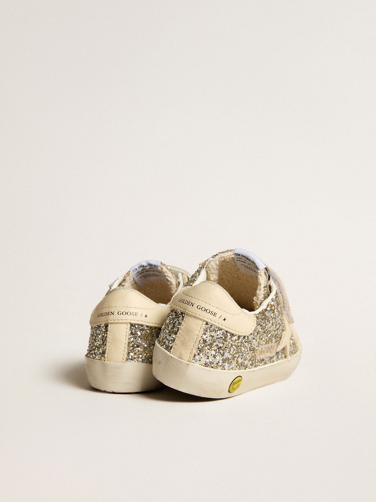 Golden Goose - Old School Young in platinum glitter with leather star and heel tab in 