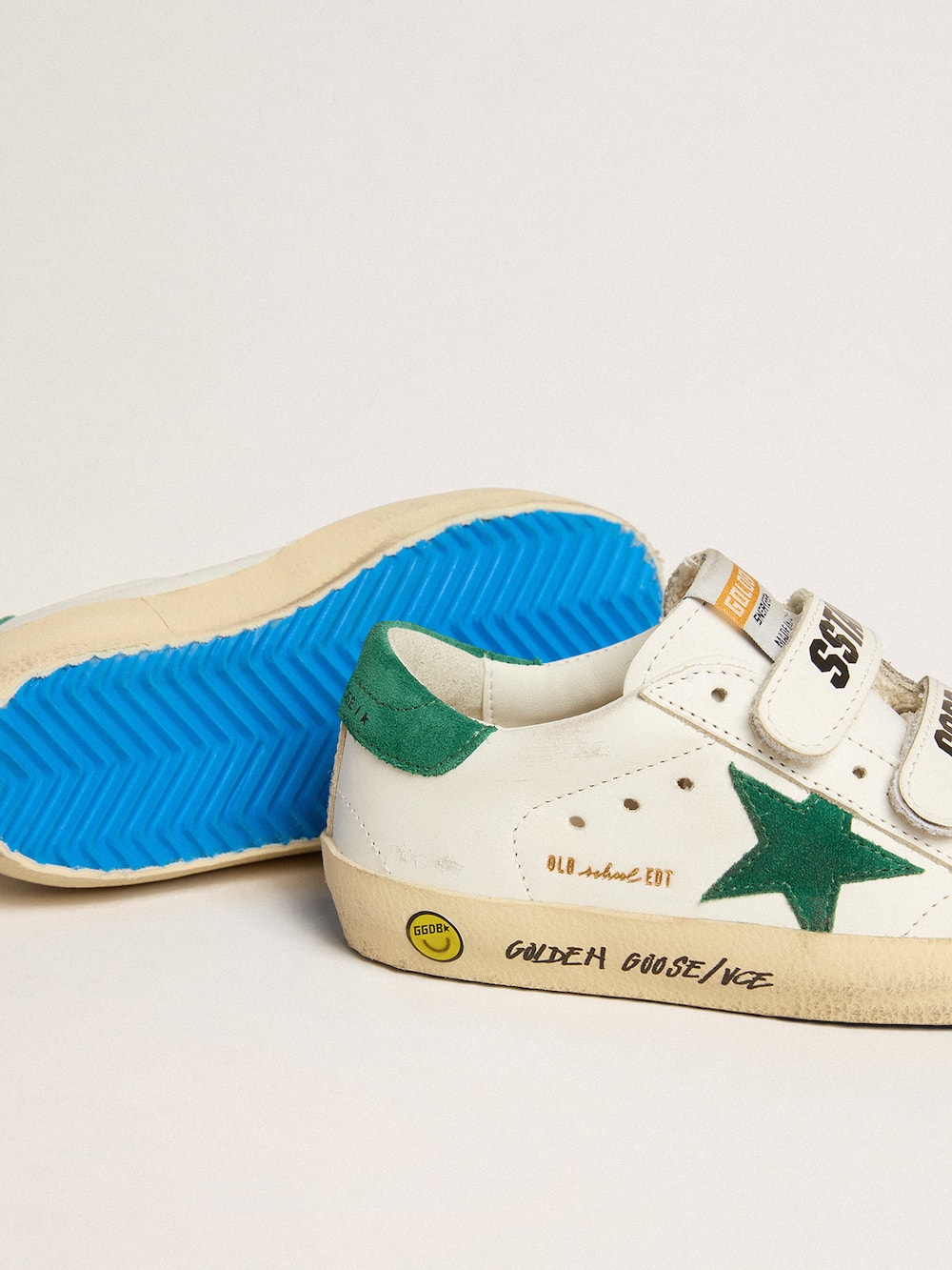 Golden Goose - Old School Young with green suede star and heel tab in 