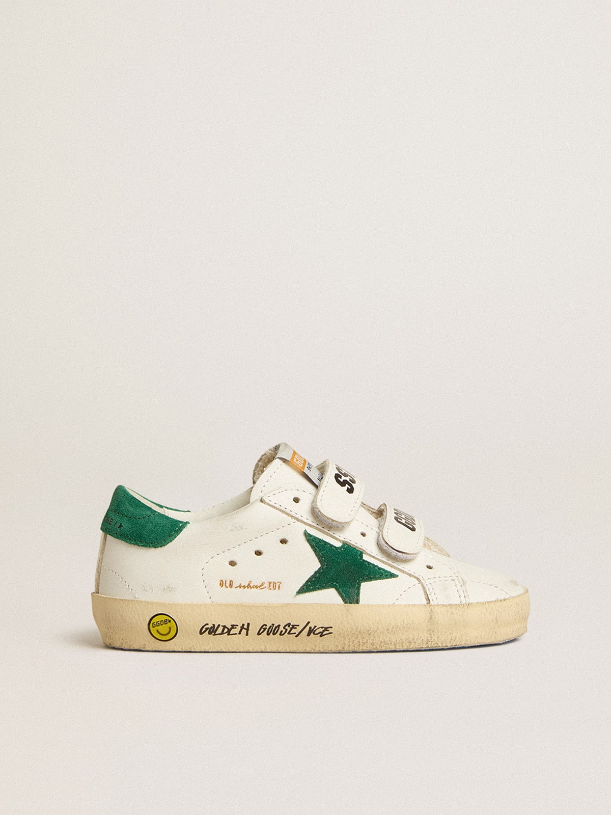 Golden Goose - Old School Young with green suede star and heel tab in 