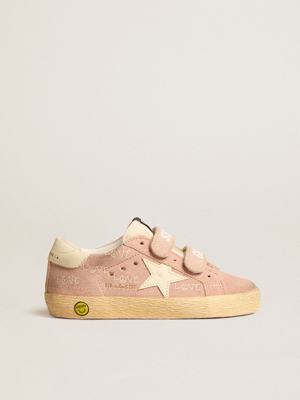 Golden Goose - Old School Young in pink suede with cream leather star and heel tab in 