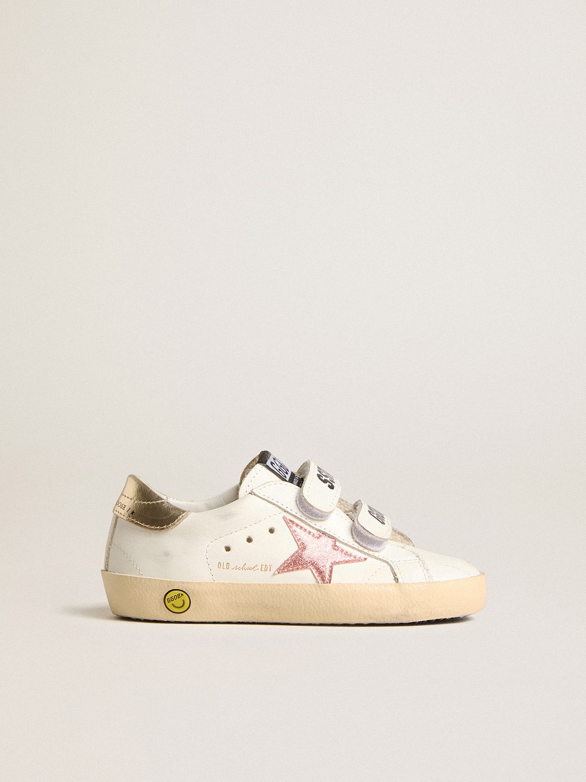 Golden Goose - Old School Young in pelle con stella in pelle laminata color pesca in 