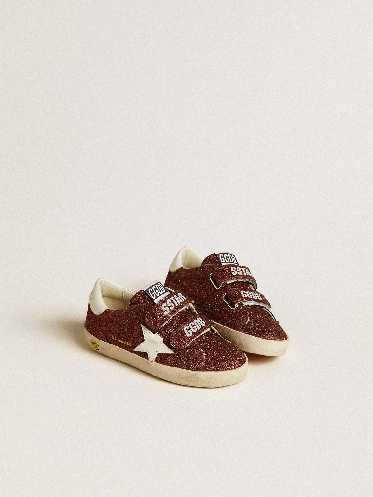 Golden Goose - Old School Junior in burgundy glitter with leather star and heel tab in 