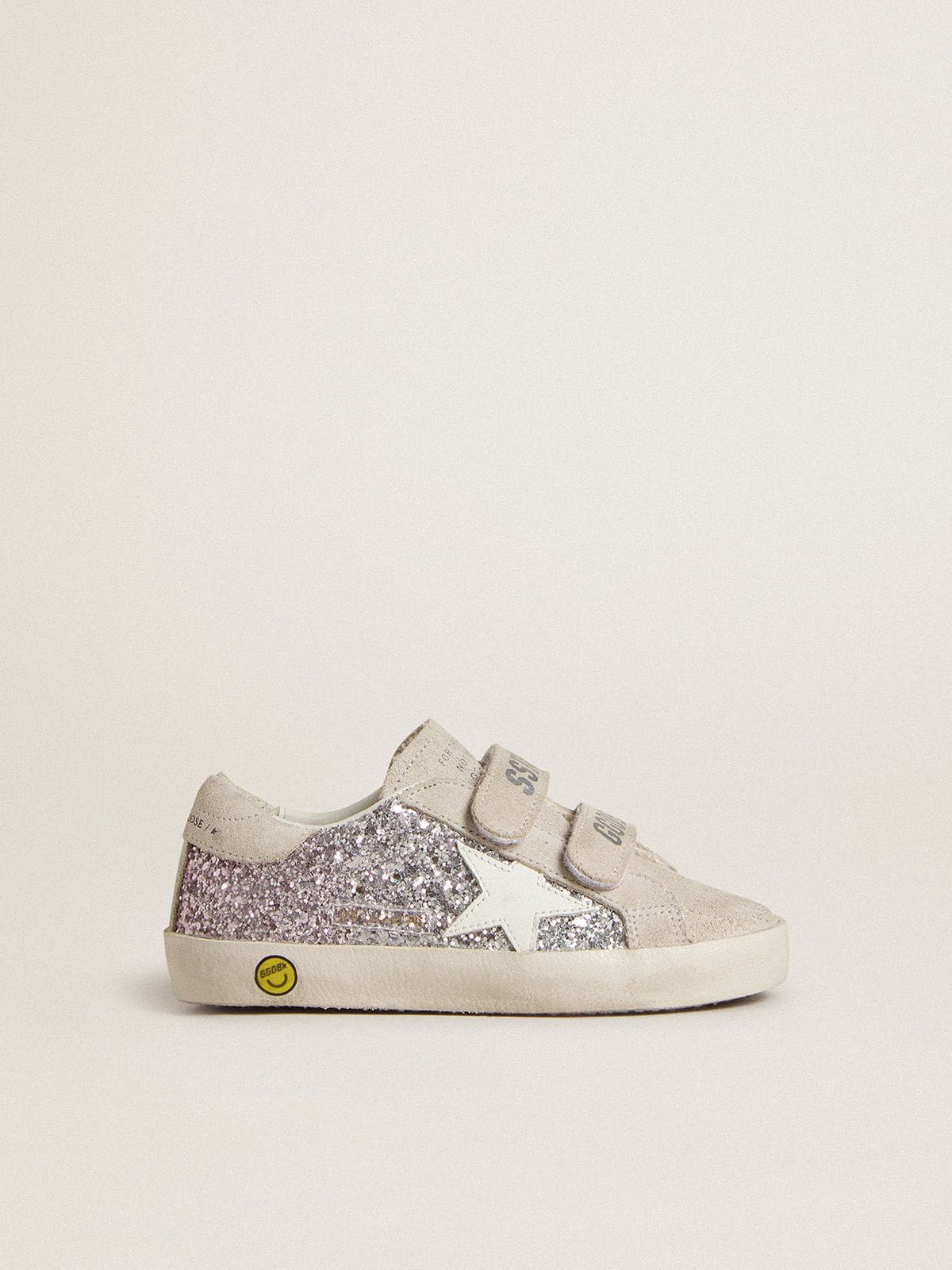 Golden Goose - Old School Young à paillettes argentées et roses avec étoile en cuir blanc in 