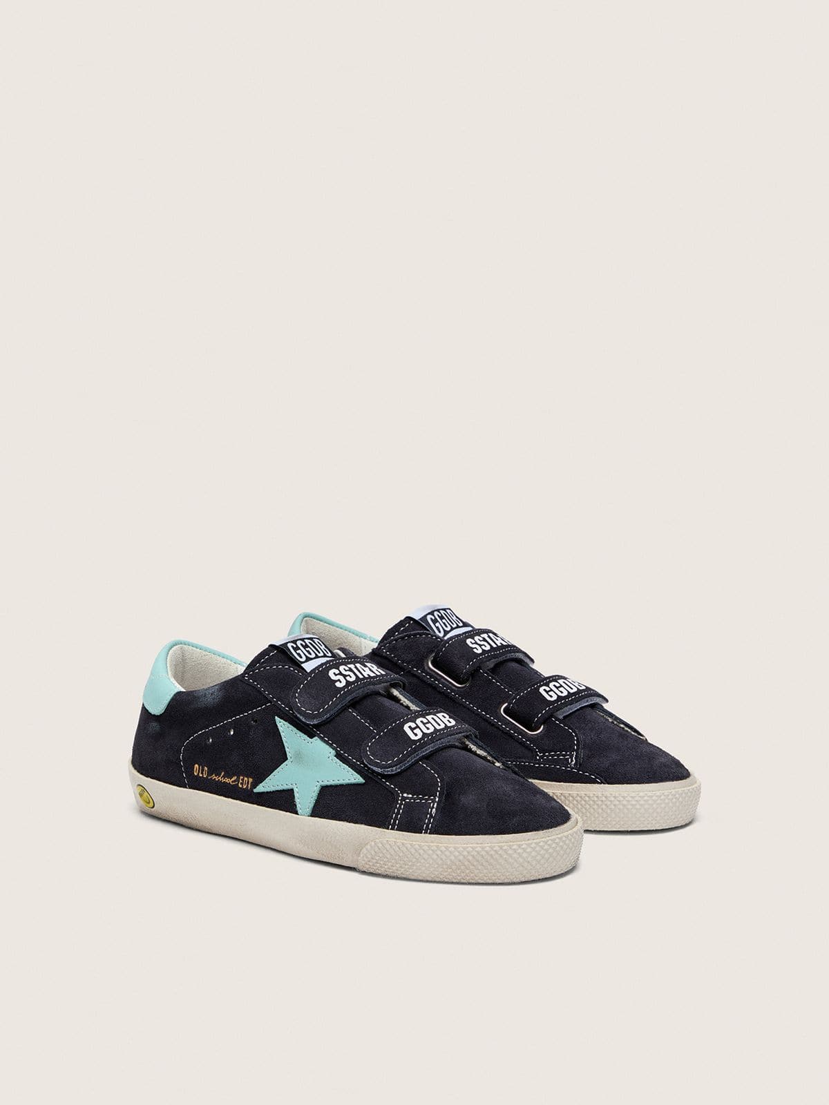 Young Old School in dark blue suede with turquoise leather star