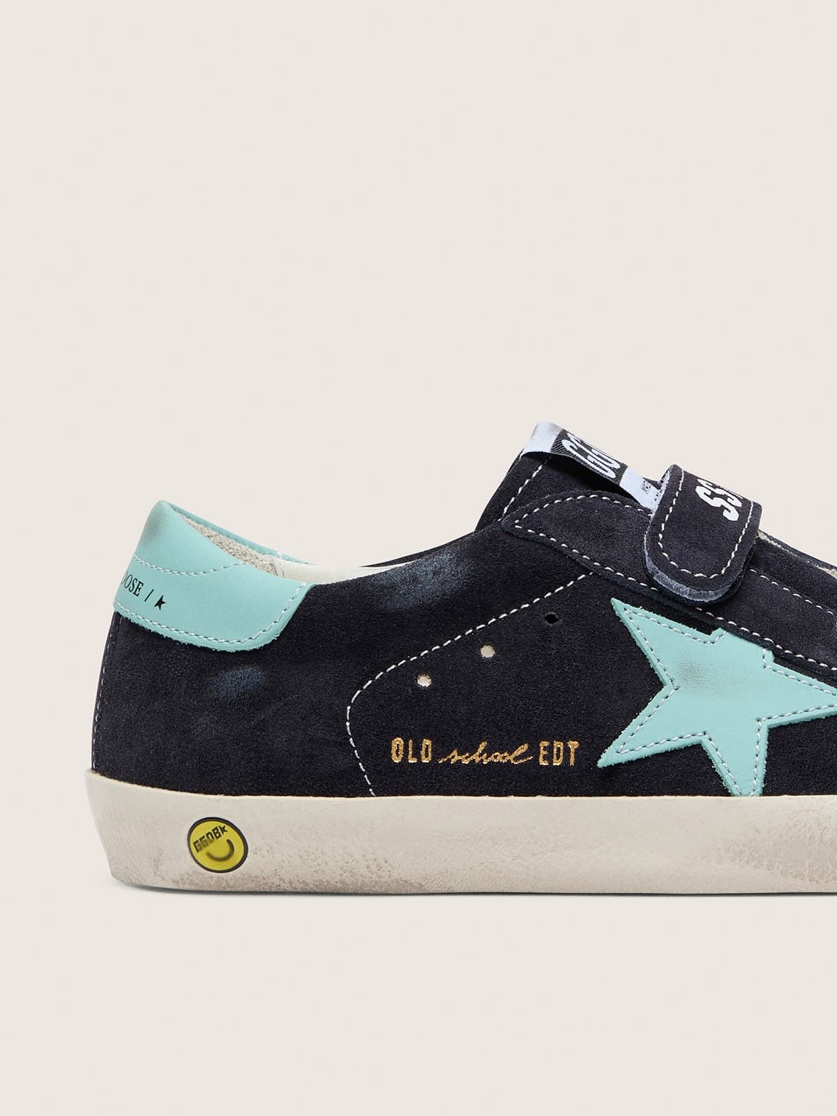 Golden Goose - Young Old School in dark blue suede with turquoise leather star in 