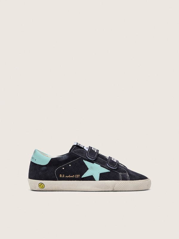 Golden Goose - Young Old School in dark blue suede with turquoise leather star in 