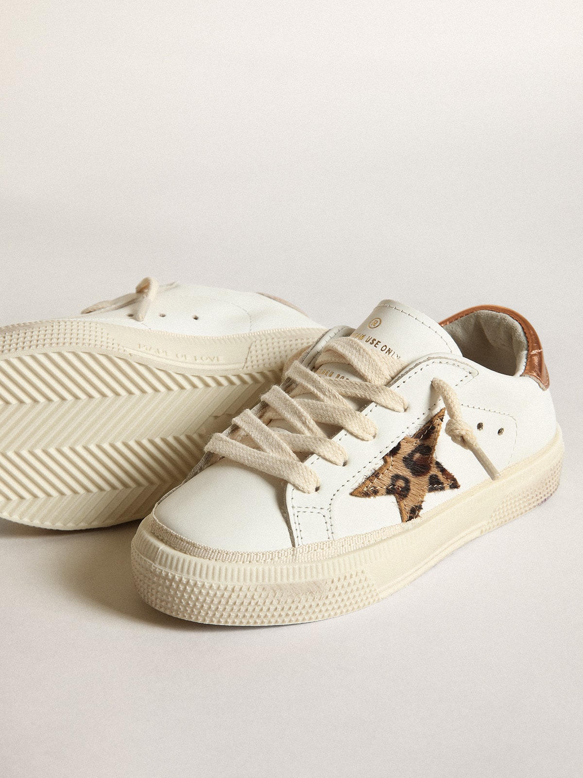 Golden Goose - Young May with leopard print pony skin star and copper-colored heel in 