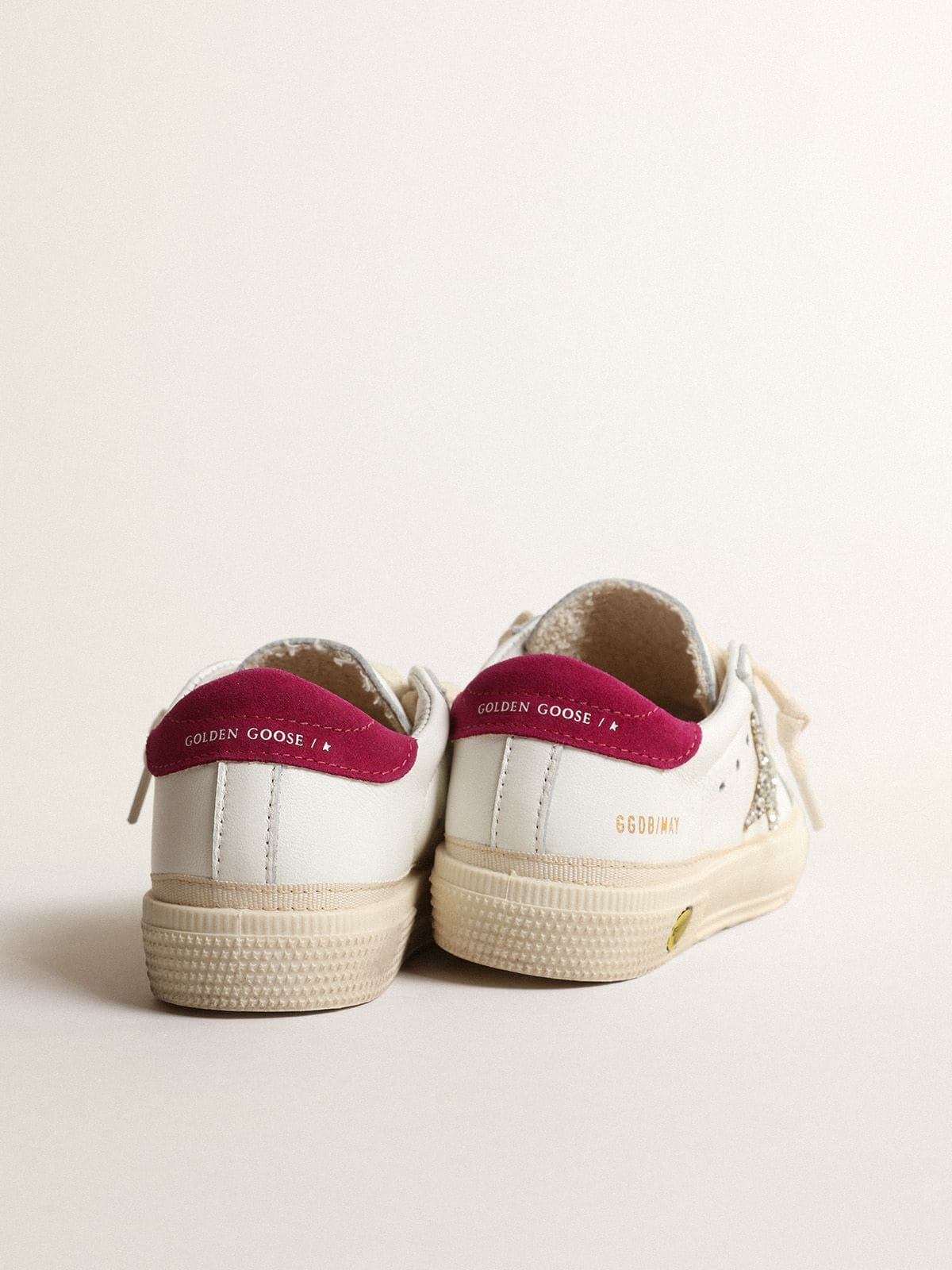 Golden Goose - May Young in nappa leather with platinum glitter star and magenta heel tab in 
