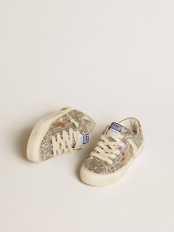 Golden Goose - May Young in platinum glitter with metallic leather star and heel tab in 