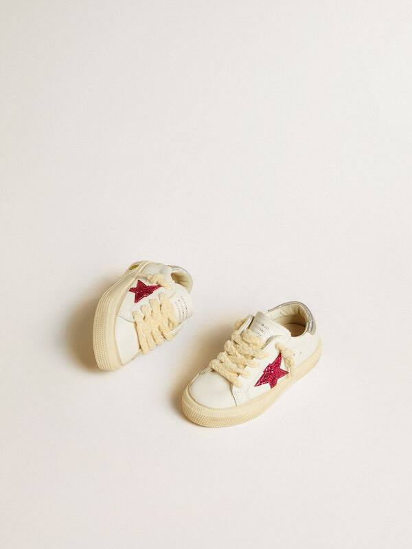 Golden Goose - May Young with fuchsia glitter star and metallic leather heel tab in 