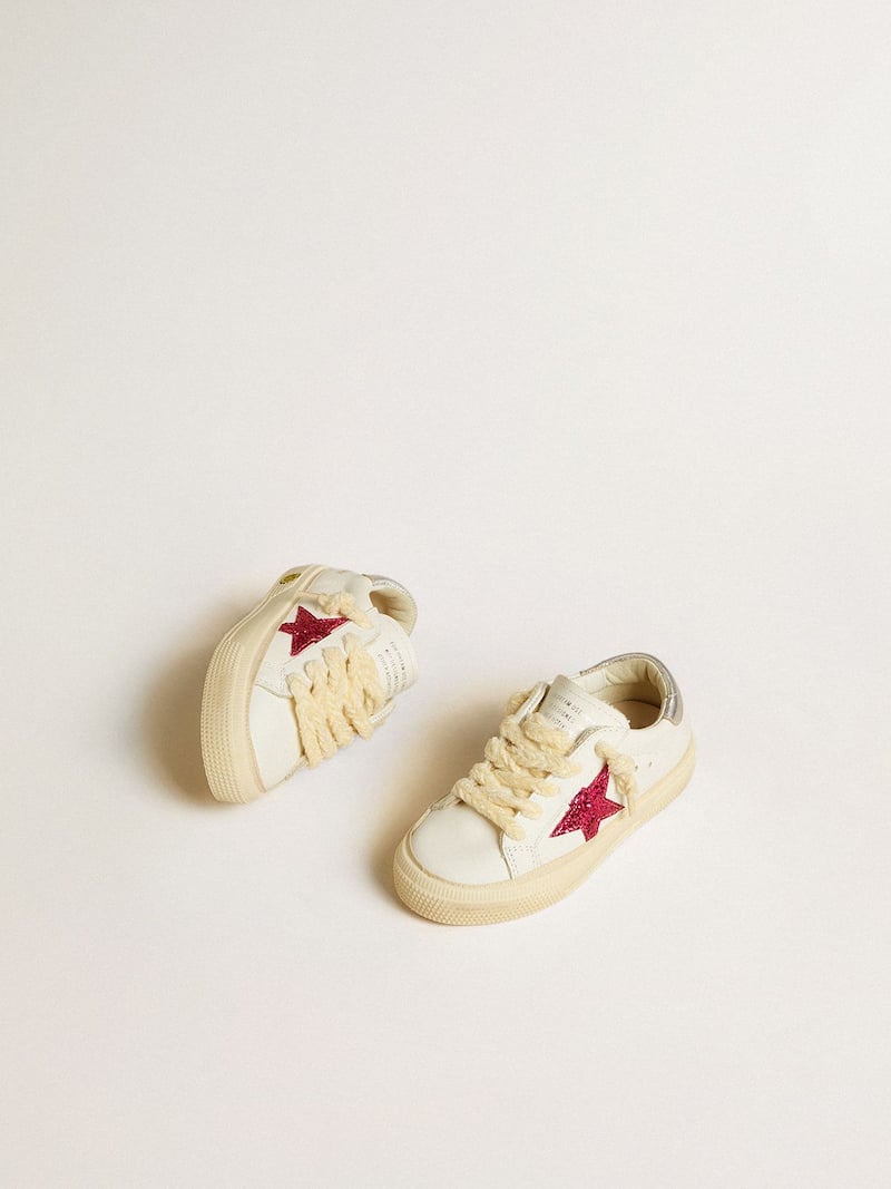 Golden Goose - May Young con estrella con purpurina fucsia y refuerzo del tal&oacute;n de piel laminada in 