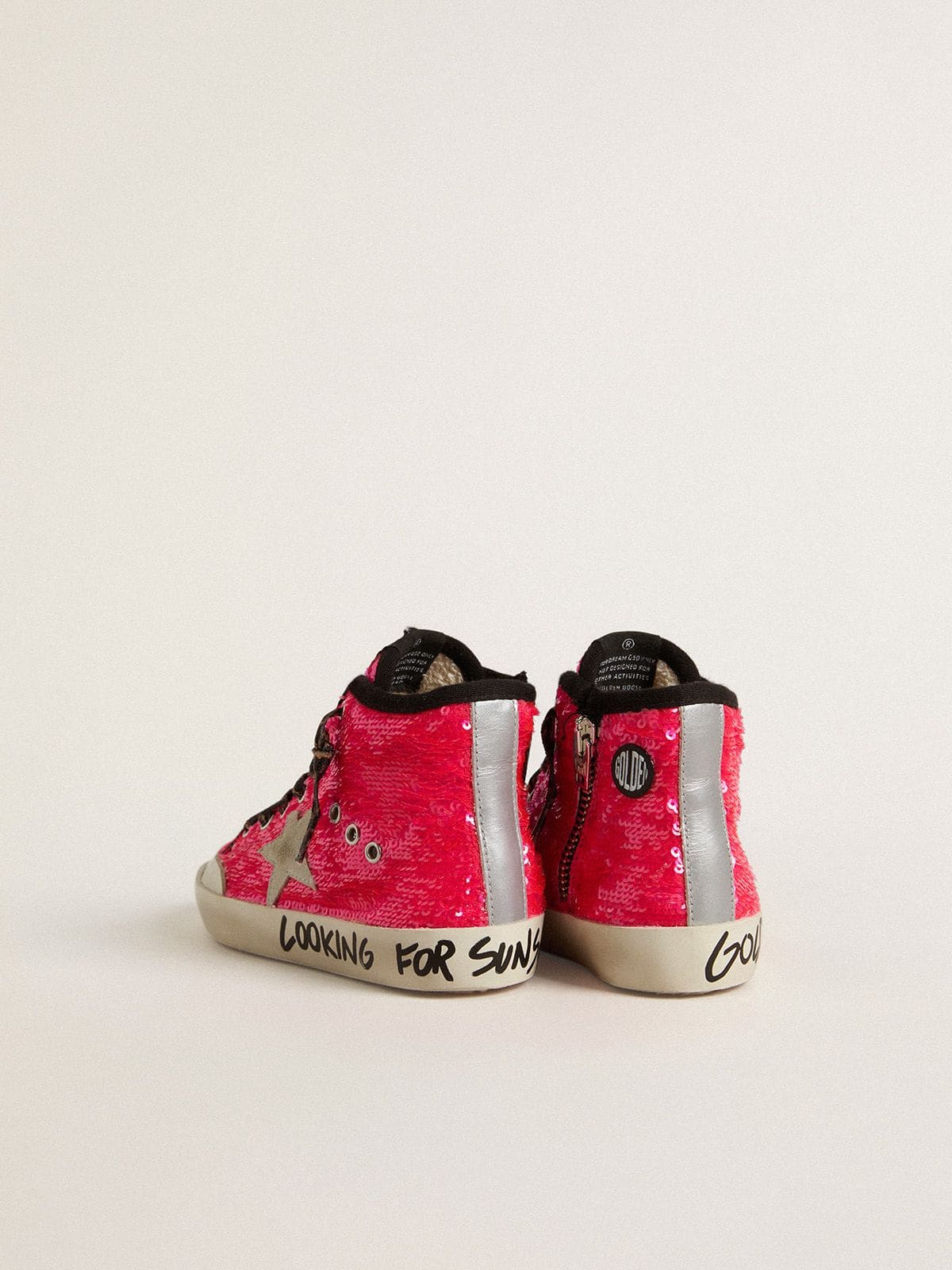 Golden Goose - Francy Young in paillettes con stella in suede ghiaccio e lacci animalier in 