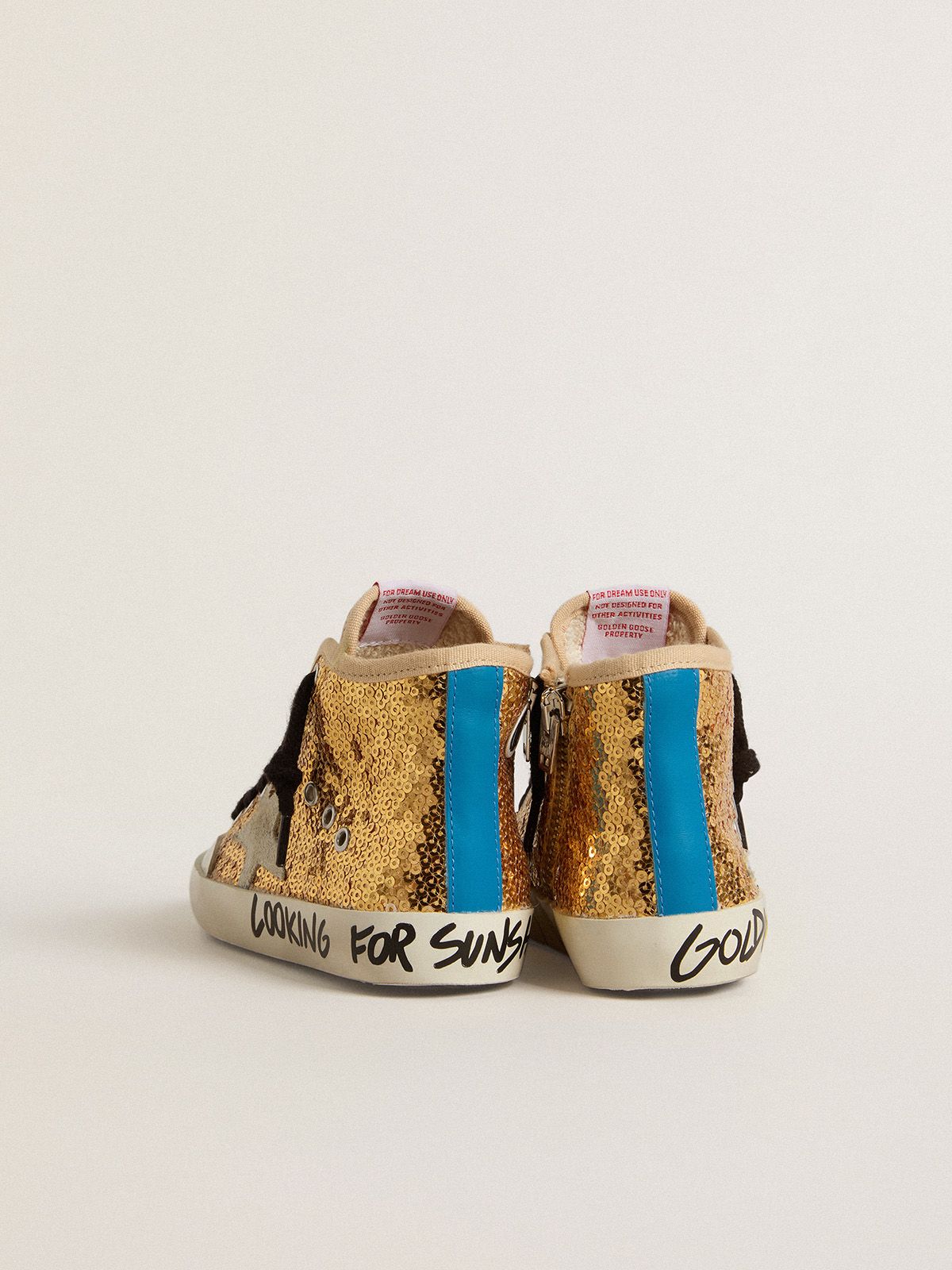 Golden Goose - Francy Penstar Young con lentejuelas doradas y estrella de ante hielo in