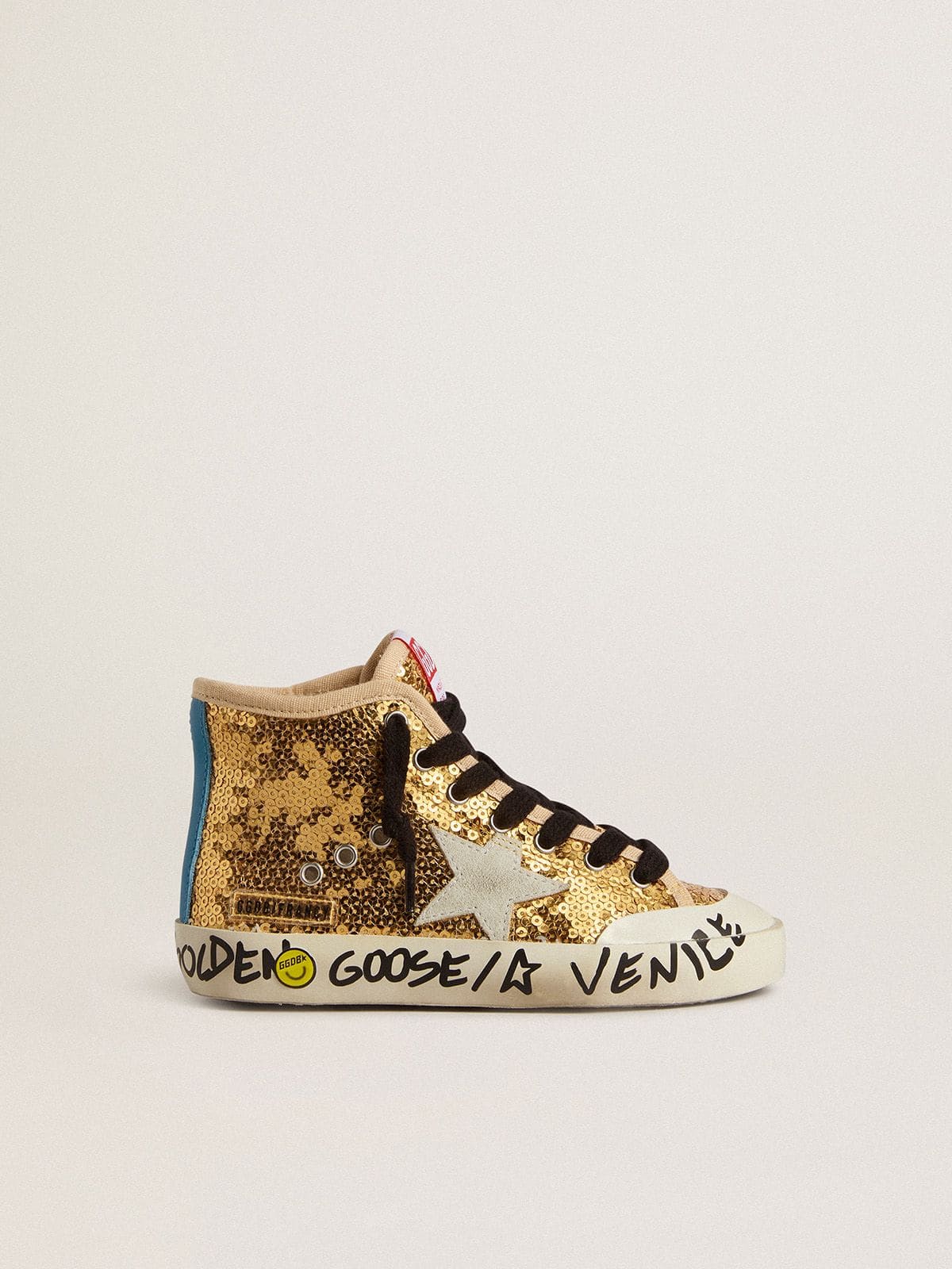 Golden Goose - Young Francy Penstar in gold sequins with ice-gray suede star  in 