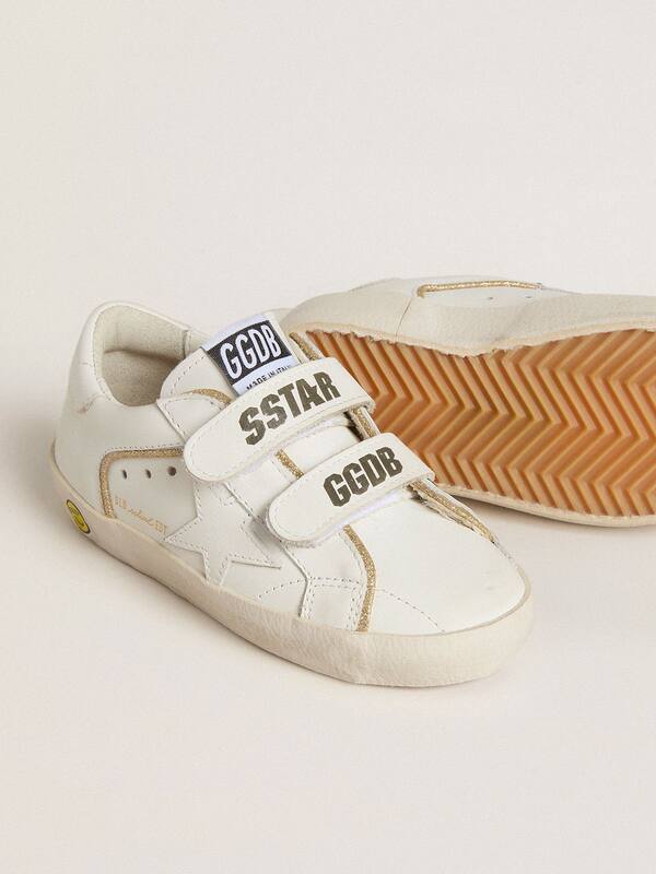Golden Goose - Young Old School in white leather with gold details in 