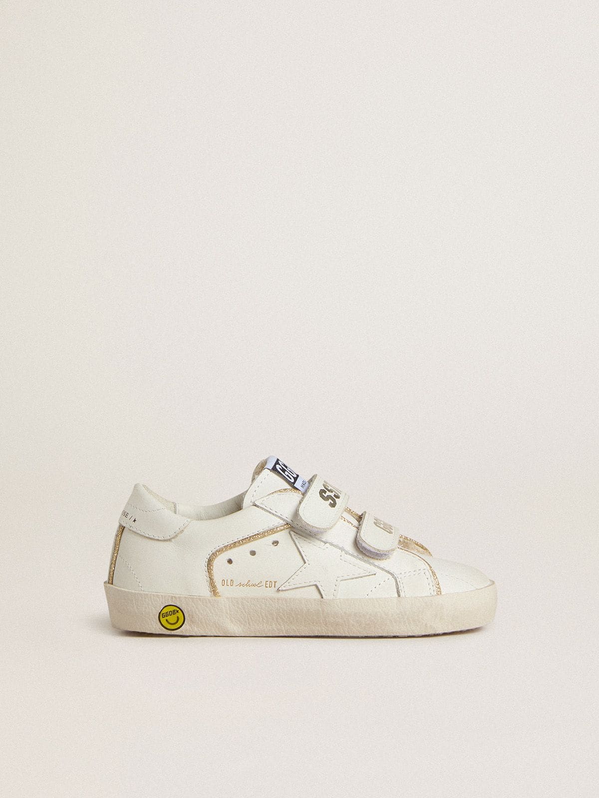 Golden Goose - Old School Young in pelle bianca con dettagli color oro in 