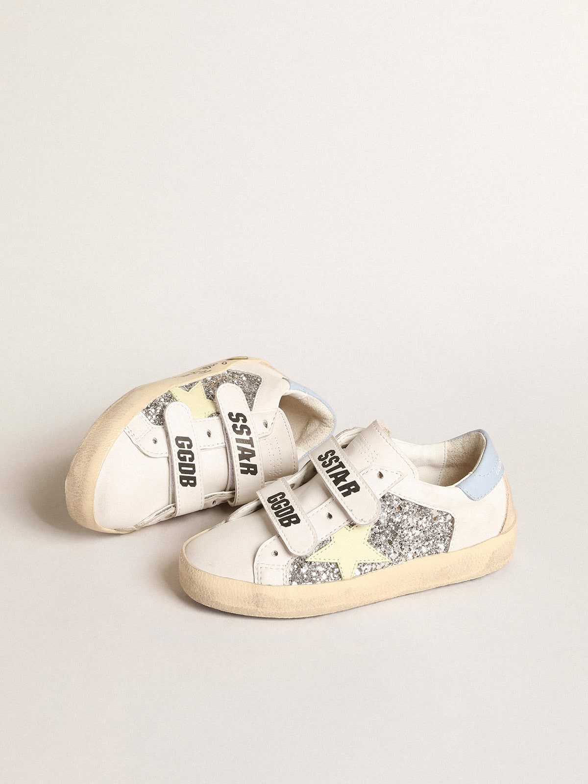 Golden Goose - Bio-based Old School Young with yellow star and glitter inserts in 