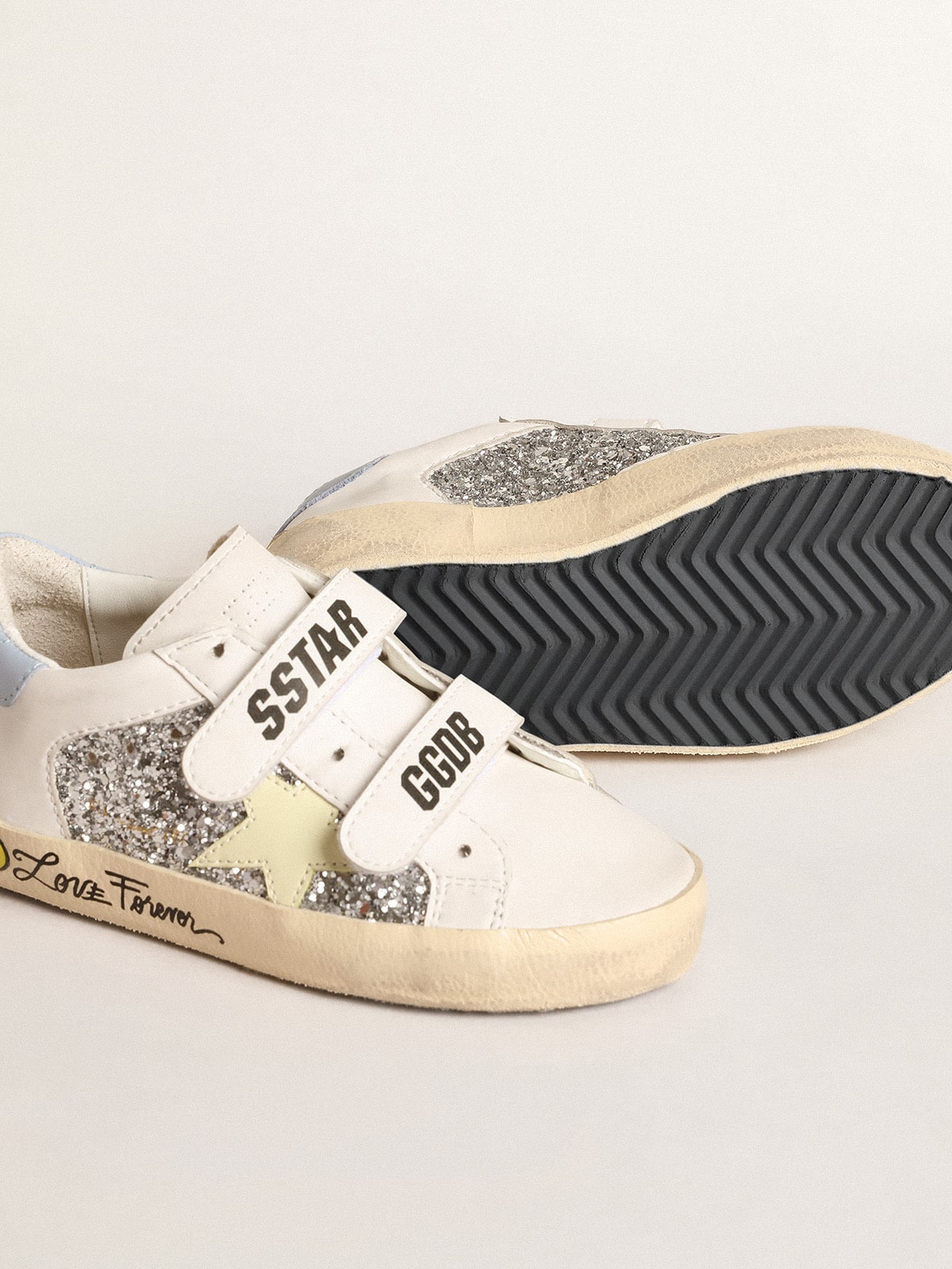 Golden Goose - Old School Young bio-based con estrella amarilla y aplicaciones con purpurina in 