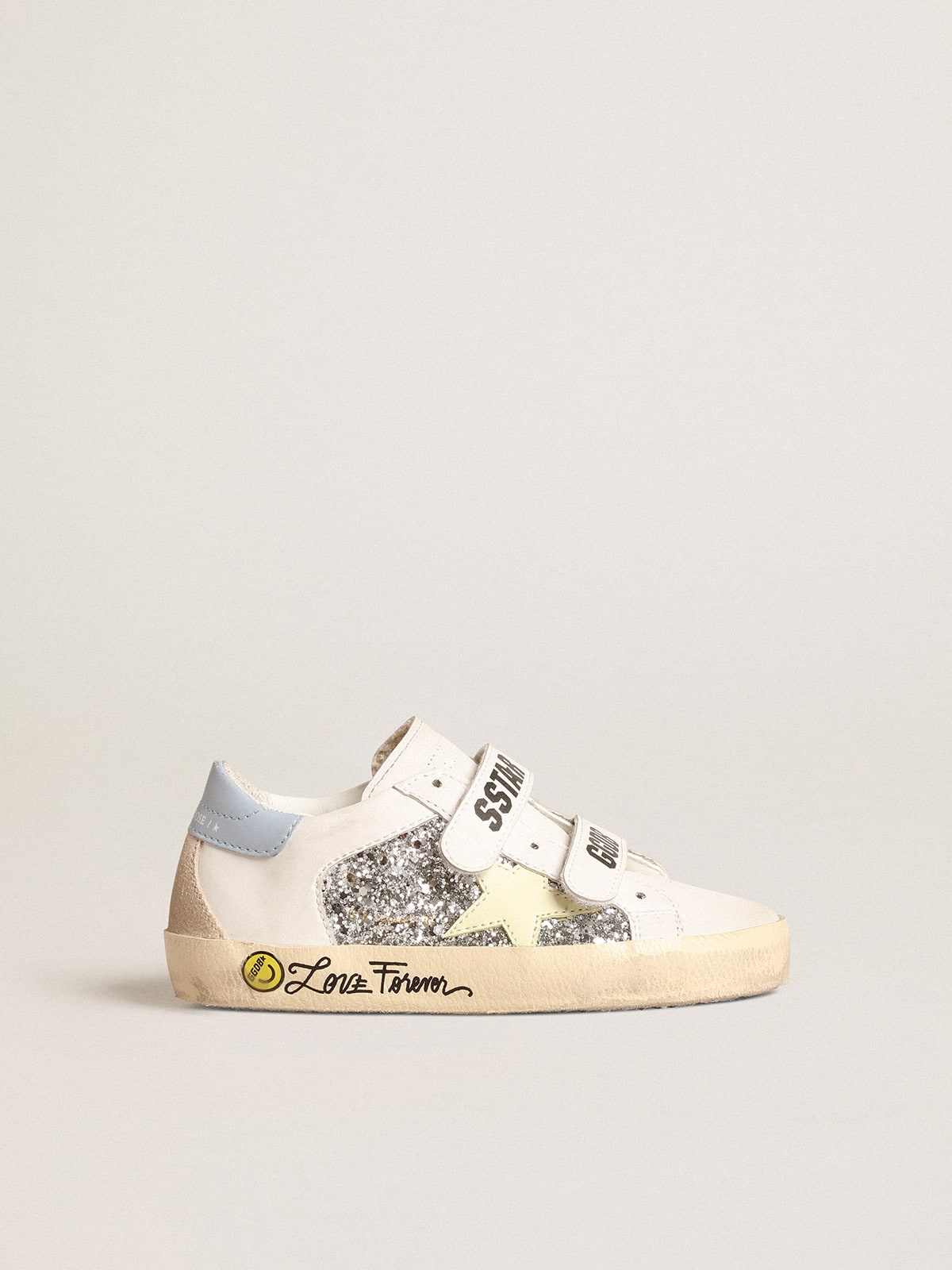 Golden Goose - Bio-based Old School Young with yellow star and glitter inserts in 