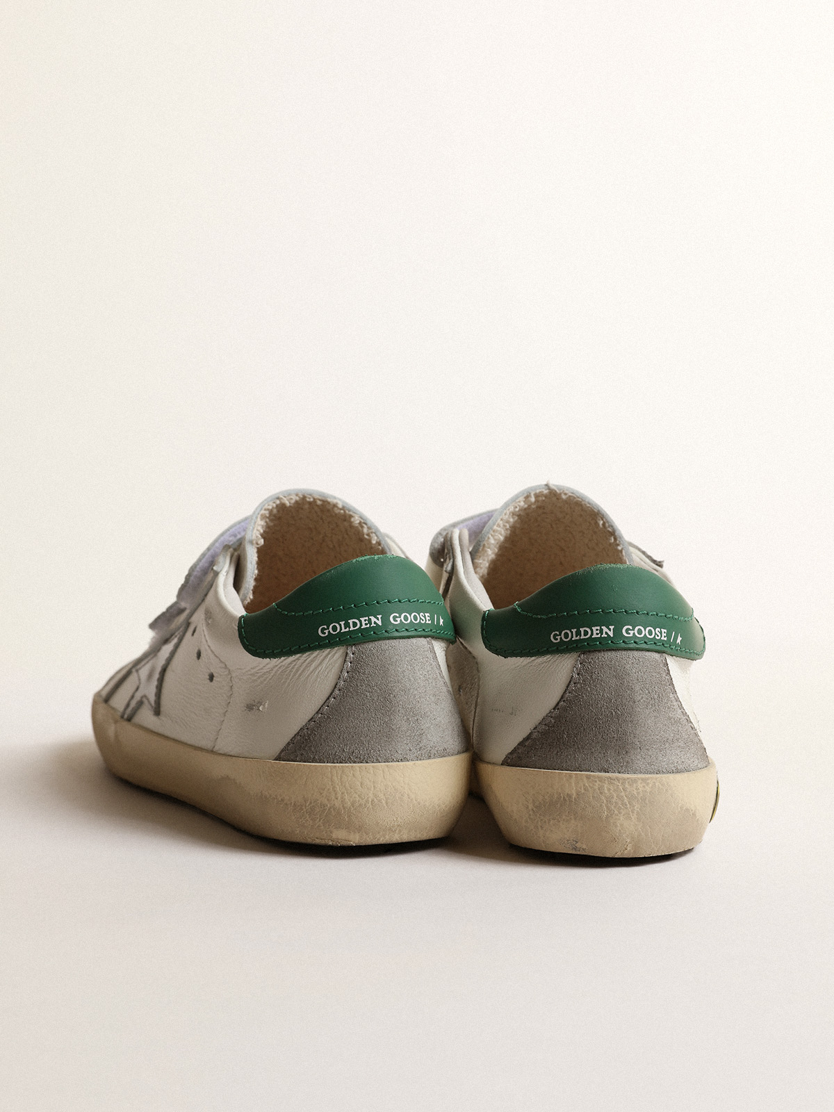 Golden Goose - Old School Young avec étoile en cuir lamé et contrefort vert in
