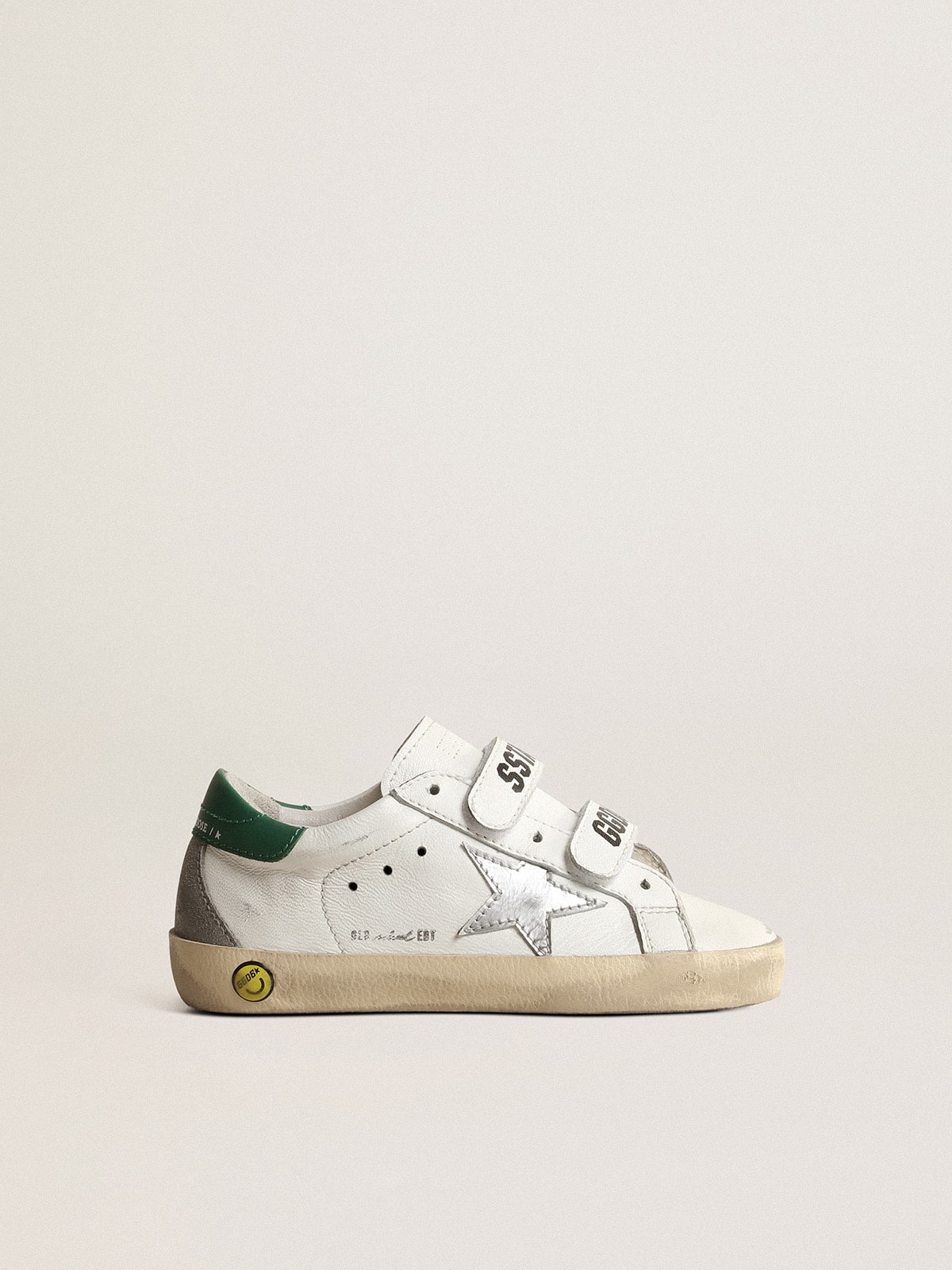 Golden Goose - Old School Young mit Stern aus Metallic-Leder und grüner Fersenpartie in 