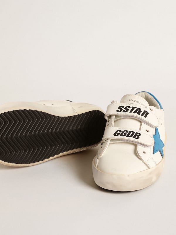 Golden Goose - Young Old School in leather with light blue star and heel tab in 