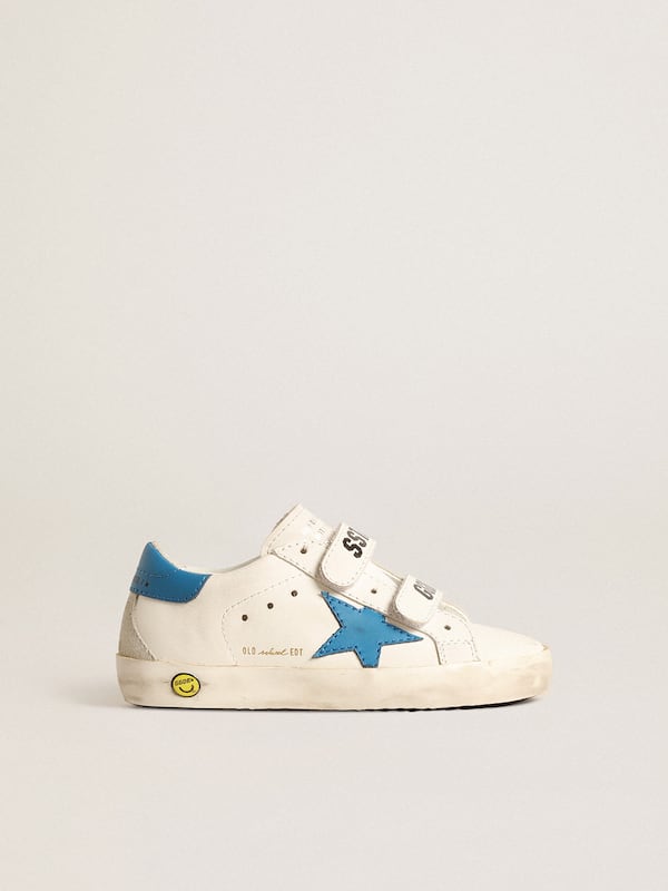 Golden Goose - Young Old School in leather with light blue star and heel tab in 