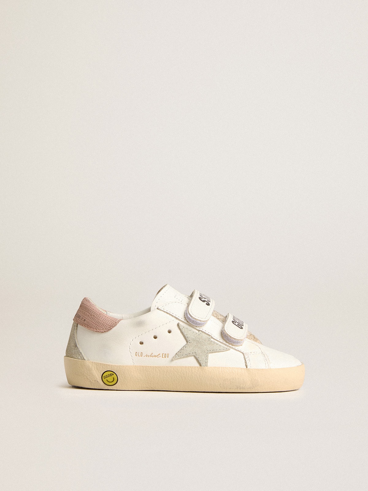 Golden Goose - Old School Young in pelle con stella in suede grigia e talloncino rosa antico in 