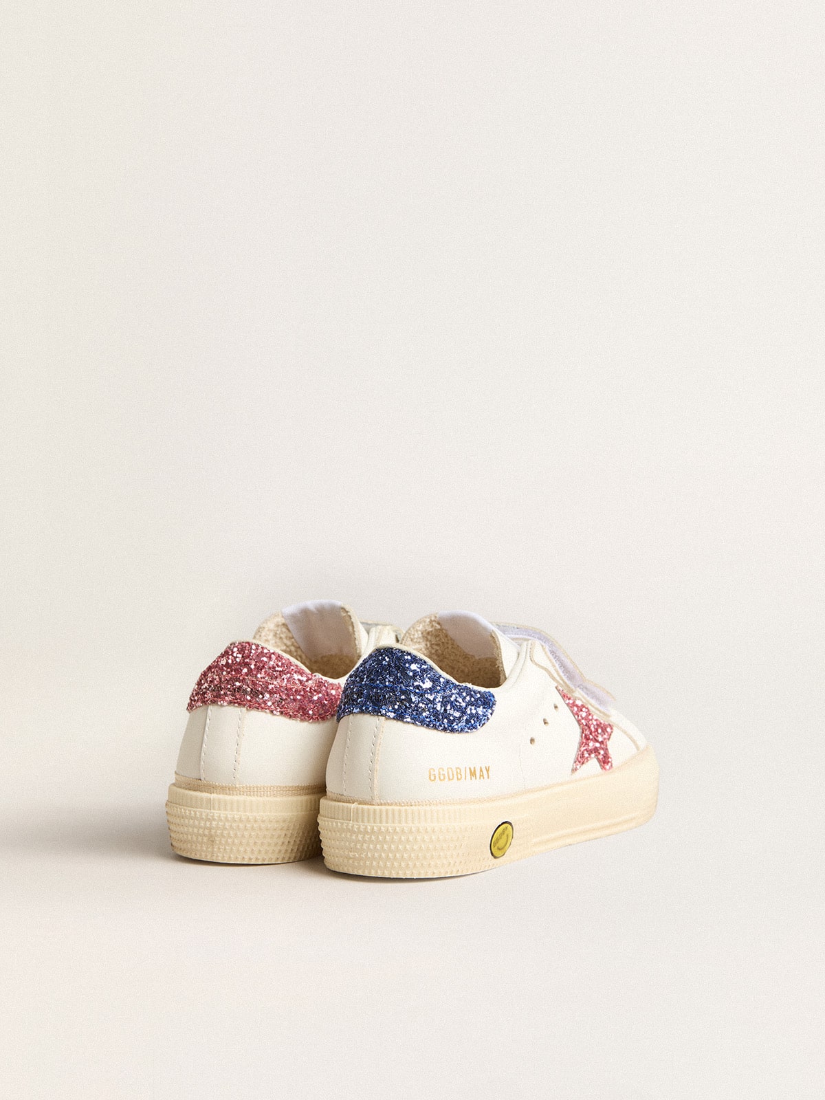 Golden Goose - May School Young in pelle con stella e talloncino glitter in 