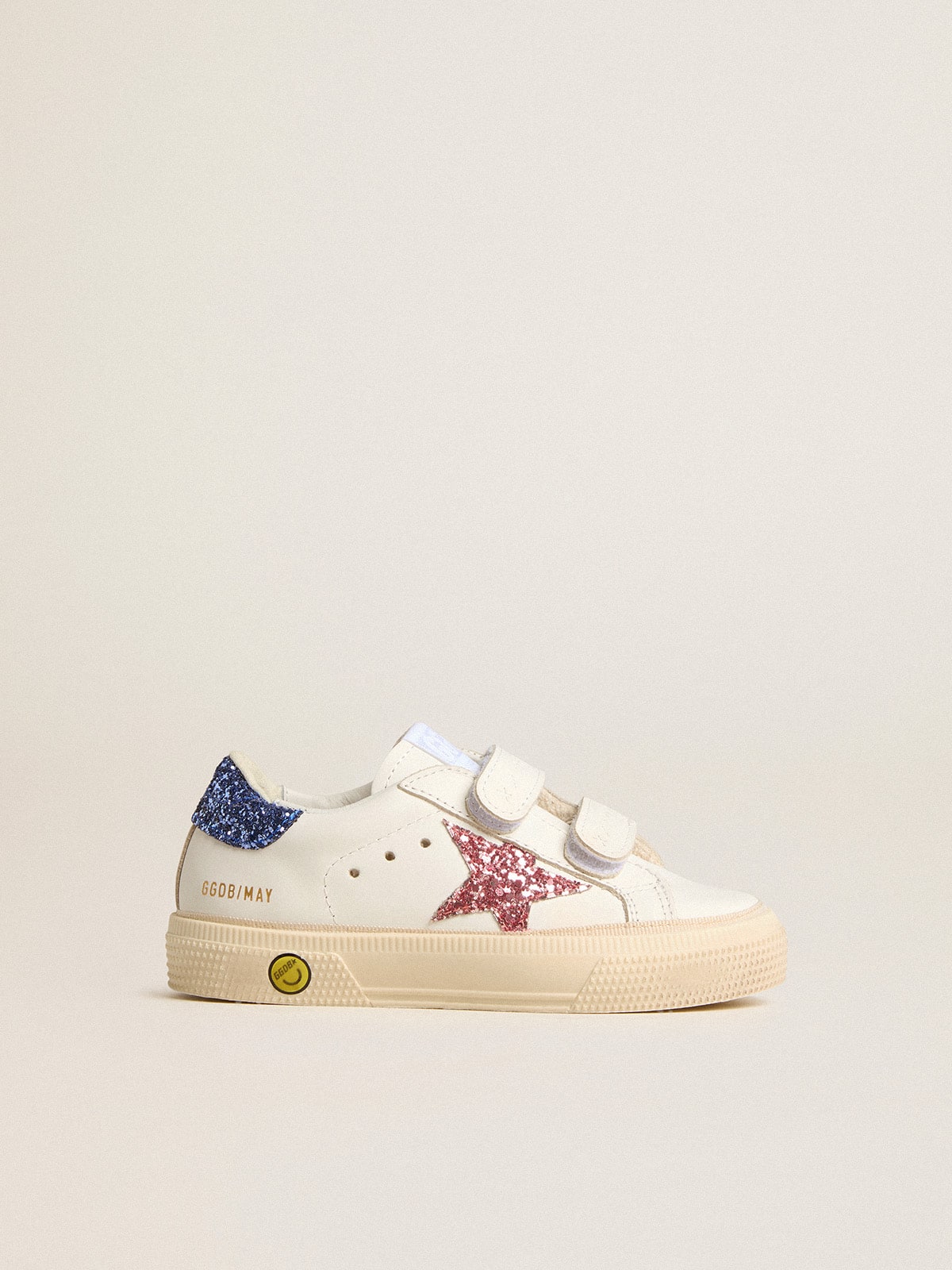 Golden Goose - May School Young de piel con estrella y refuerzo del talón con purpurina in 