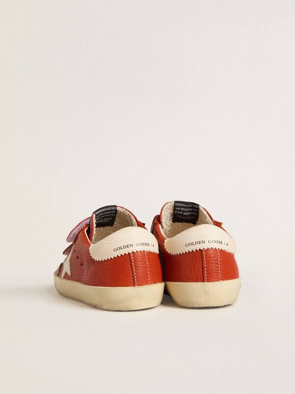 Golden Goose - Young Old School in orange nappa with white star and cream-colored leather heel tab in 