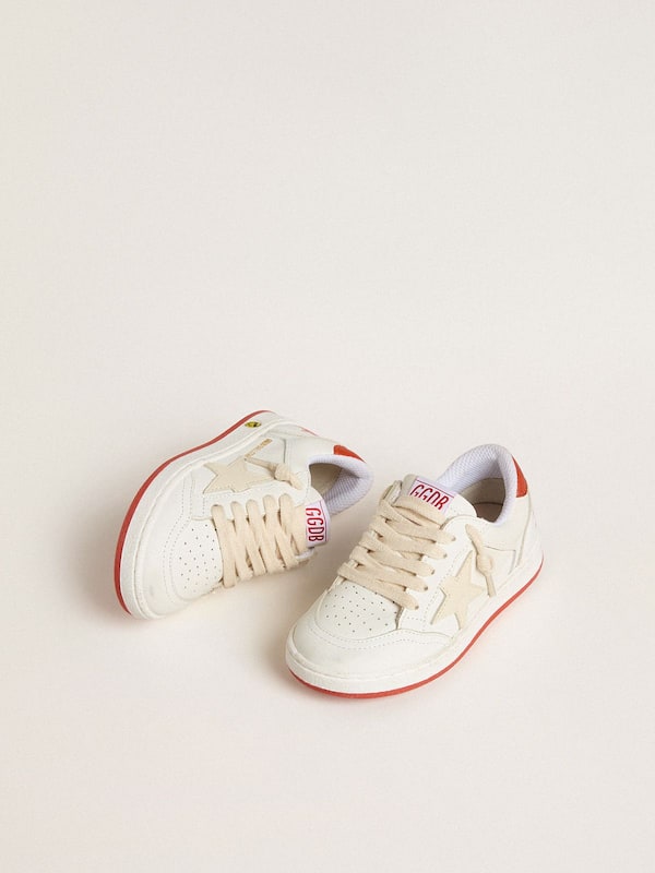 Golden Goose - Young Ball Star in leather with cream-colored star and red leather heel tab in 